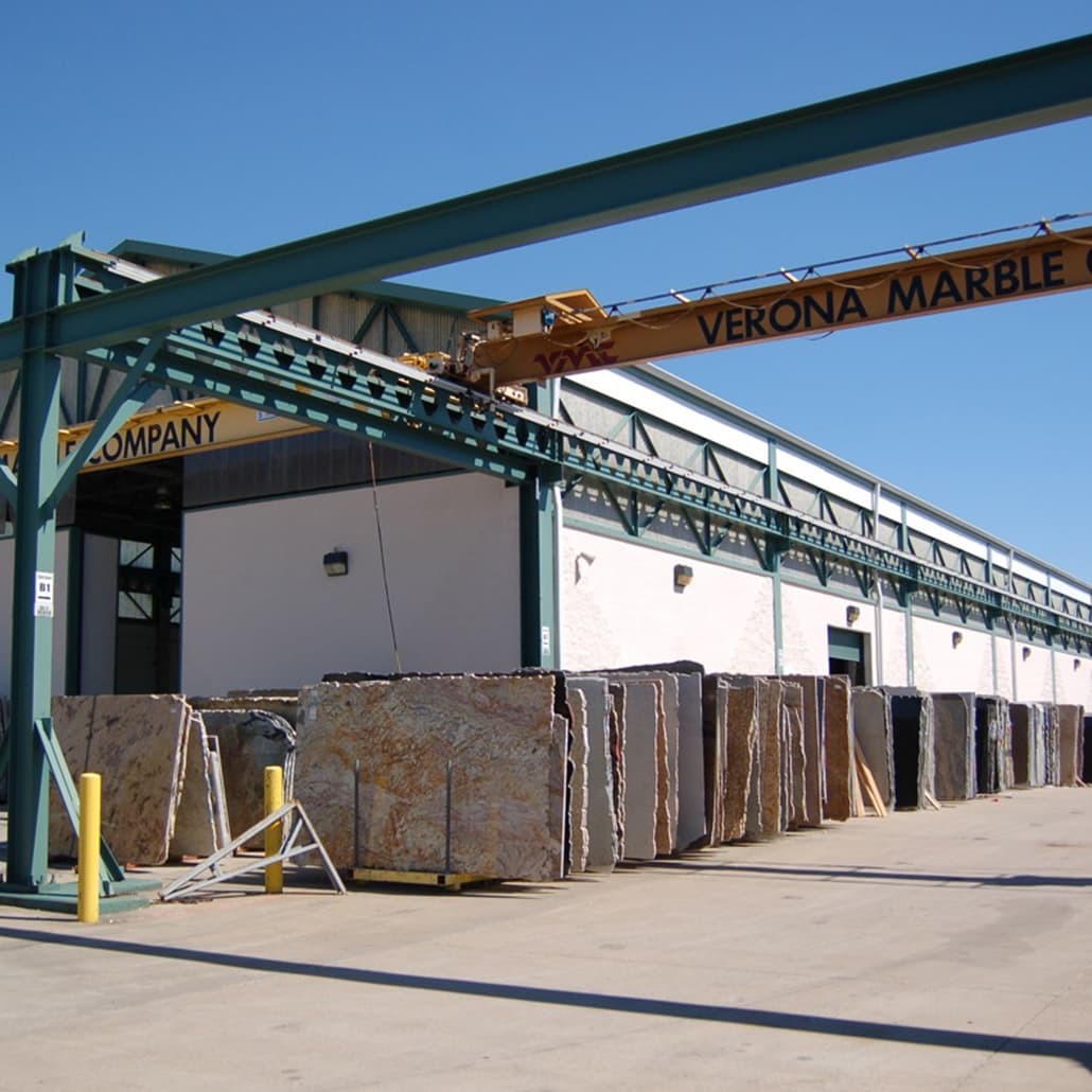 Verona Marble warehouse exterior with slab inventory